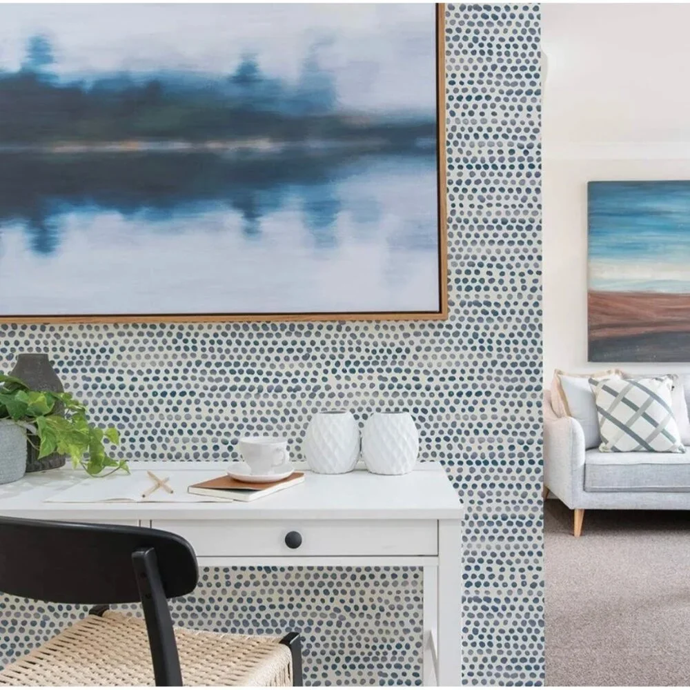 Tempaper Wallpaper Peel & Stick Removable Moire Dots Dot Blue Moon 5322 LV Roll